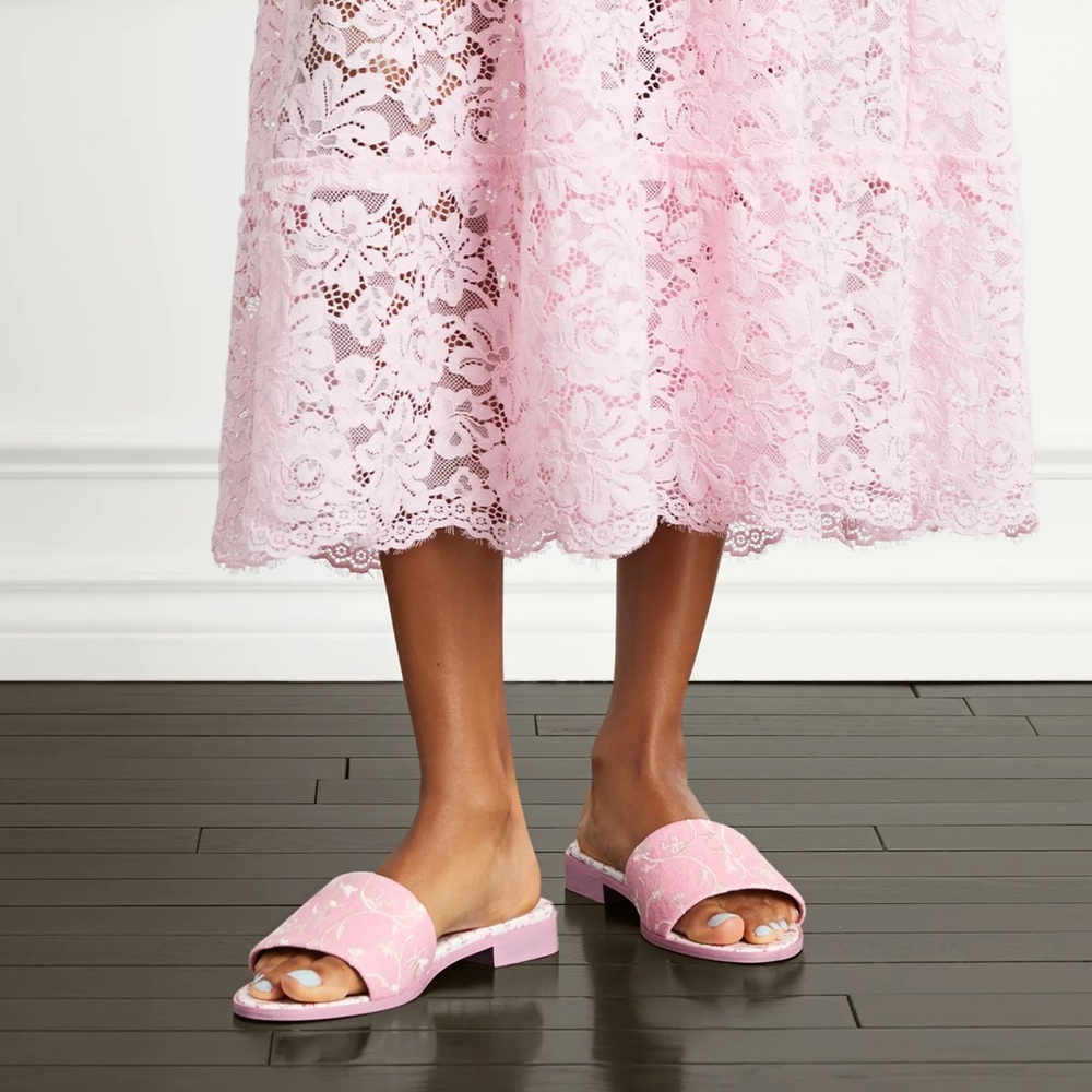 Hill House - The City Slide in Pink Embroidery size 37.5